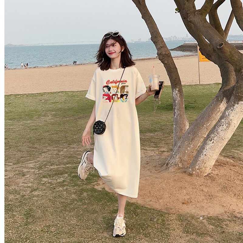 British Dhwa Maternity Dress Summer Dress Age-Reducing 2026 New Fashion Large Size Long Dress Loose T-Shirt Dress