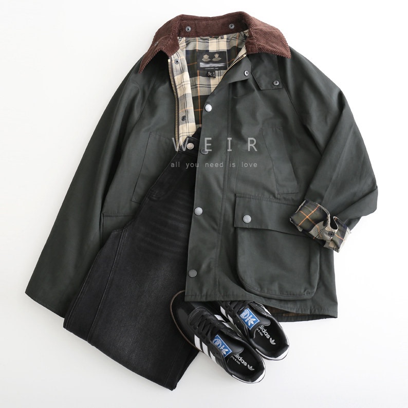 Bar* Japanese Version Classic Sage Green Wax-Free Thick Loose Casual Retro Workwear Trench Coat Unisex