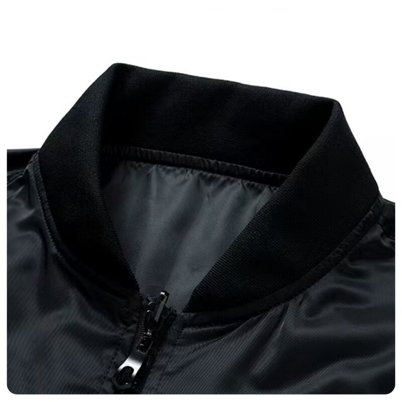 Polyester Collar Baseball Jacket Collar Casual Wear Stand Collar Zip-Up Jacket Stand Collar Flight Jacket Stand Collar Cotton Jacket Stand Collar