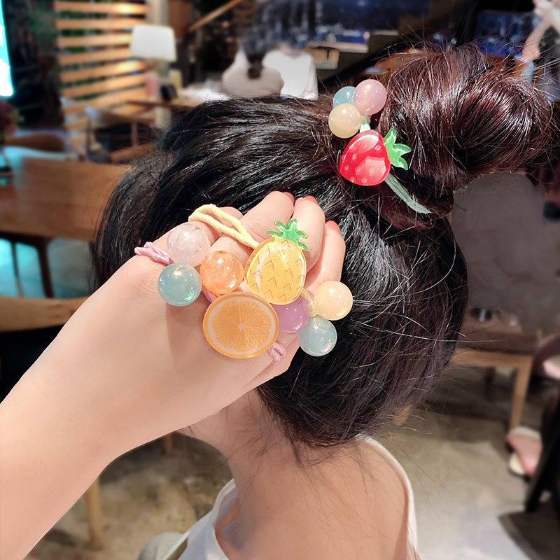 Korean net red ins Super fairy rubber band hair rope cute fruit tie hair female leather pullover head rope simple and versatile headdress