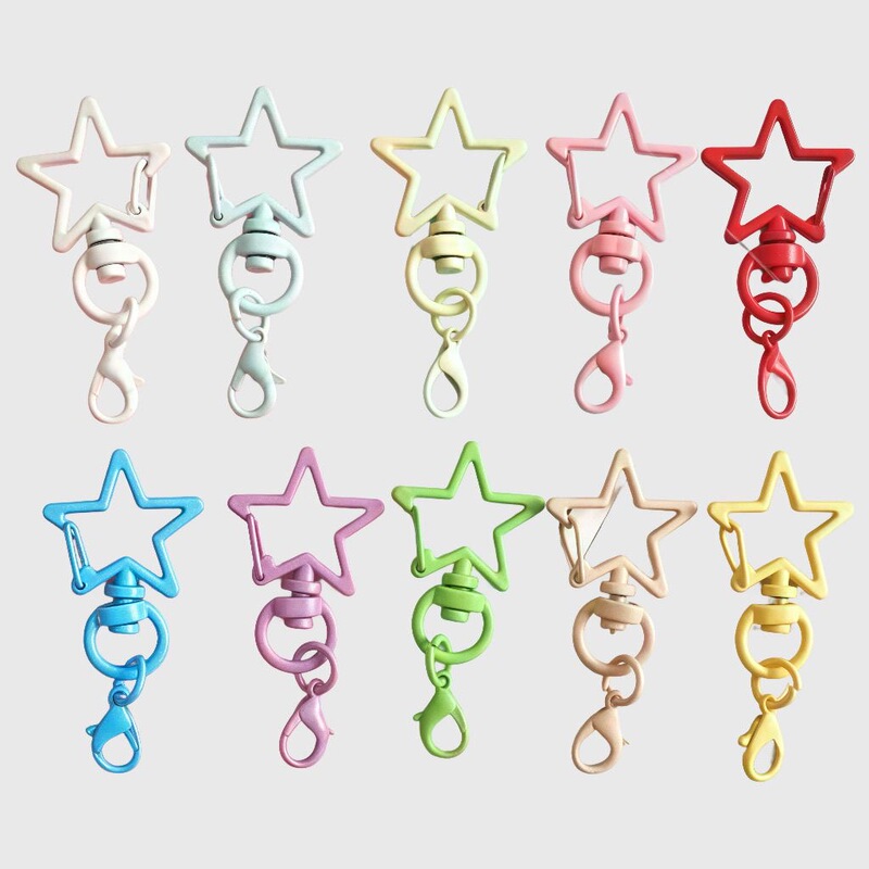 Candy Lobster Clasp Painted Star-Shaped Keychain Dog Clip Colorful Spray Paint Door Buckle Pendant DIY Jewelry Accessories