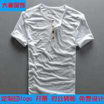 Customized badge logo summer mens casual shirt cotton washed old short sleeve tulle gauze shirt-