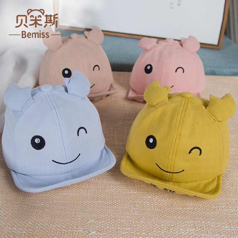 Baby spring and autumn visor cotton tire cap 0-3 months 6 newborn toddler cap cute summer baseball cap