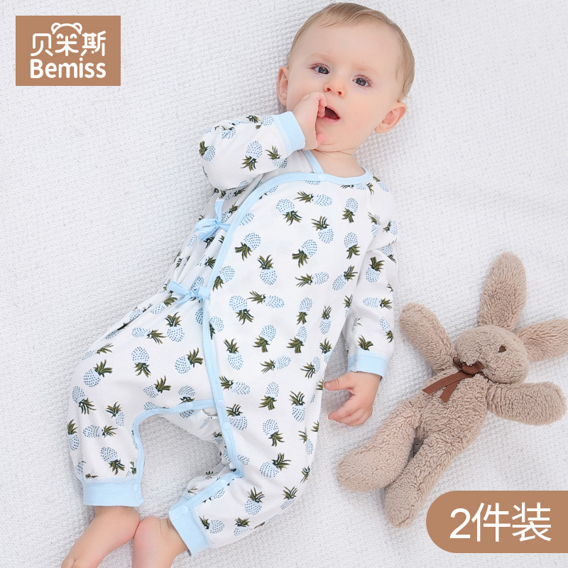 Baby jumpsuit spring and autumn newborn clothes 0-3 month 6 baby monk clothes cotton jumpsuit four seasons autumn and winter romper