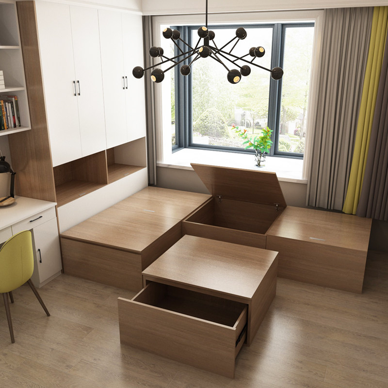 Tatami bed wardrobe integrated custom-made sofa small apartment bedroom combination box tatami storage tatami