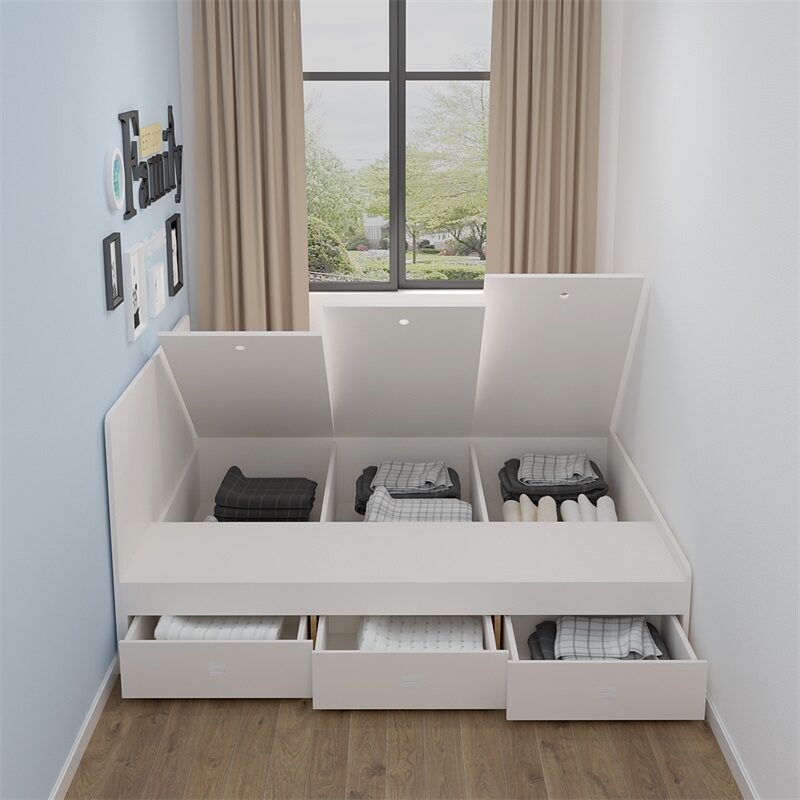 Tatami bed Modern simple high box storage bed Small apartment storage 1 meter 2 floor single bed Double bed customization