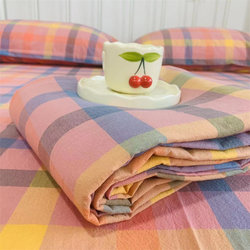 ins girly style cotton washed cotton sheets single piece student dormitory single bed 100 pure cotton simple plaid double