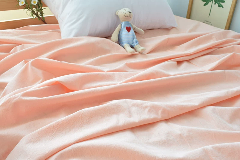 Ga bằng cotton một mảnh giường ký túc xá 1.5m2.0m1.8m đôi lanh đơn rửa sạch bông kẻ sọc giường bông Li - Khăn trải giường