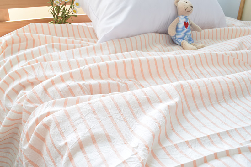 Ga bằng cotton một mảnh giường ký túc xá 1.5m2.0m1.8m đôi lanh đơn rửa sạch bông kẻ sọc giường bông Li - Khăn trải giường bộ ga giường cute