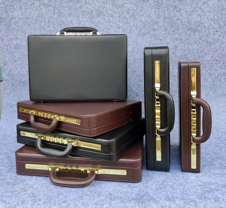 Ultra-Thin Portable Briefcase with Password Lock, Vintage Business Case, Document and Computer Bag, Money Box, Document and Valuables Storage