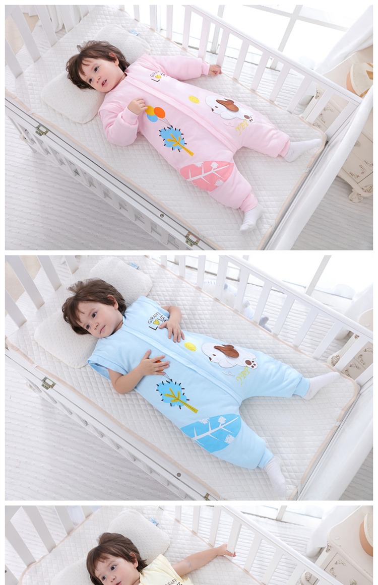 Mùa thu đông mới em bé túi ngủ nam và nữ baby 2 cotton 1-3 tuần đồ ngủ dày chân chống đá được kết nối bộ khủng long bé trai
