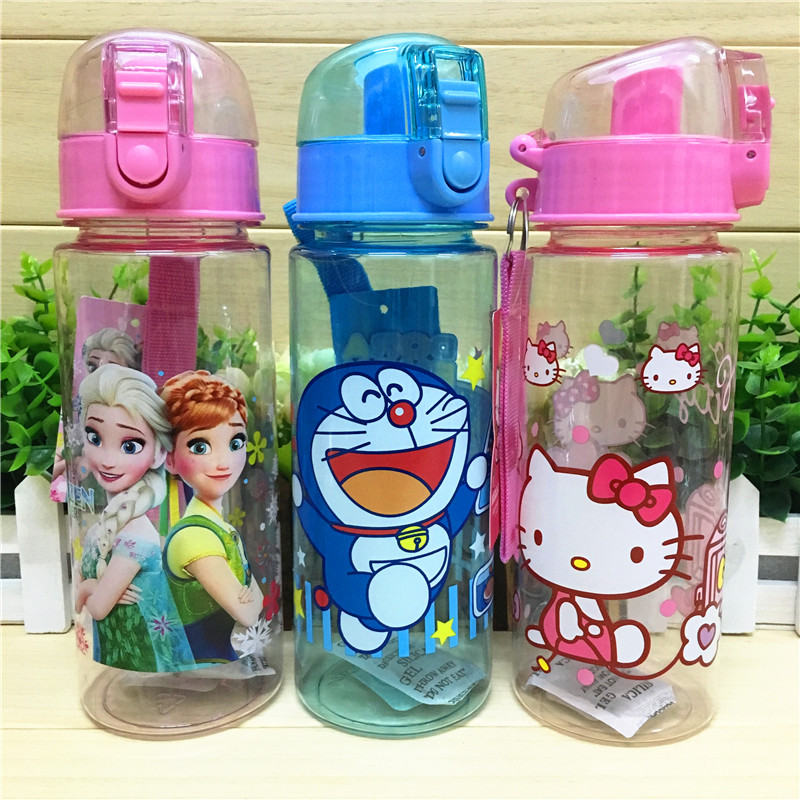 Cute Cartoon Water Cup Straight Drinking Cup Summer Portable Anti Leaking Cup 61 Children Kettle Plastic Student Accompanying Cup