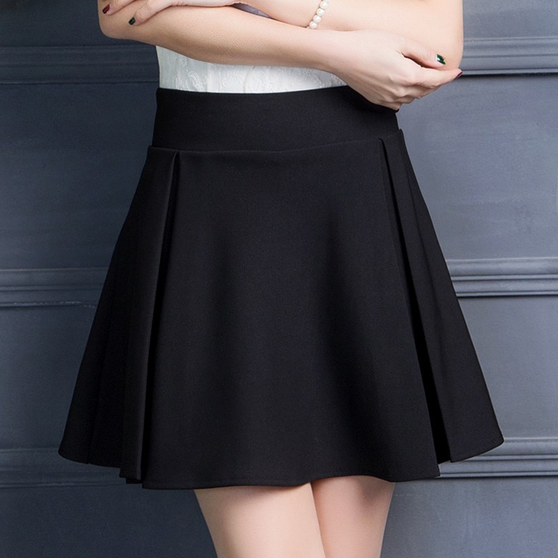 Spring and summer new high-waisted short skirt 2019 Korean version of the thin A-line skirt thin skirt women pleated puffy skirt