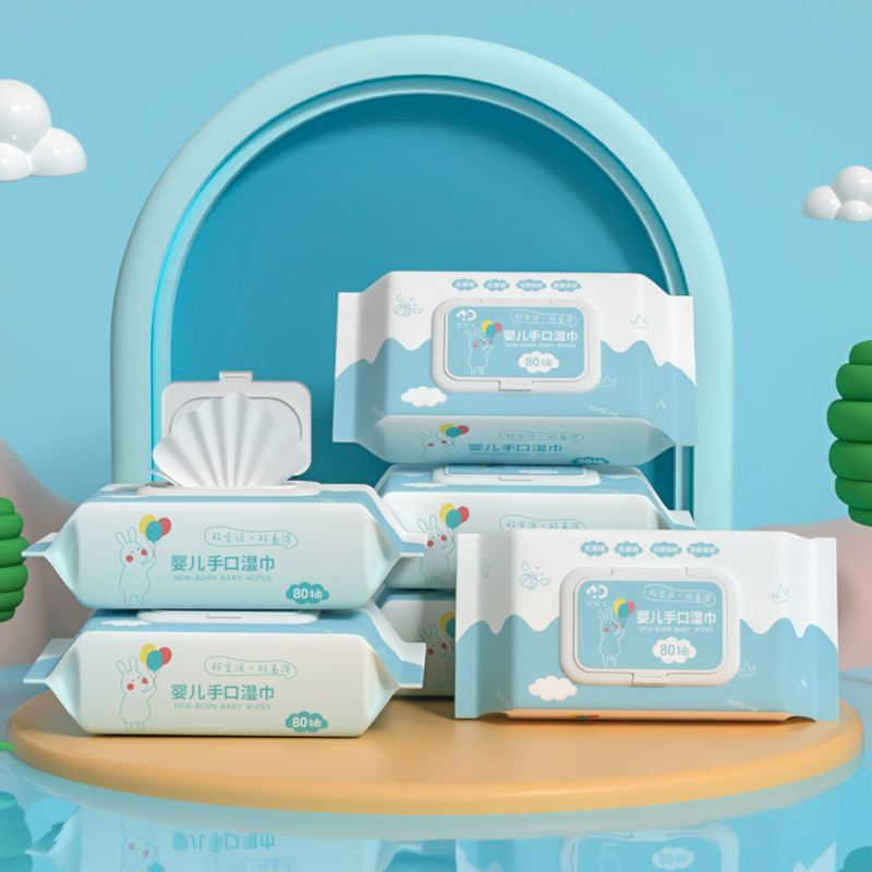 Good easy to get baby hand-mouth special wet towels big bag with lid extraction style 80 cramps no alcohol no fluorescent