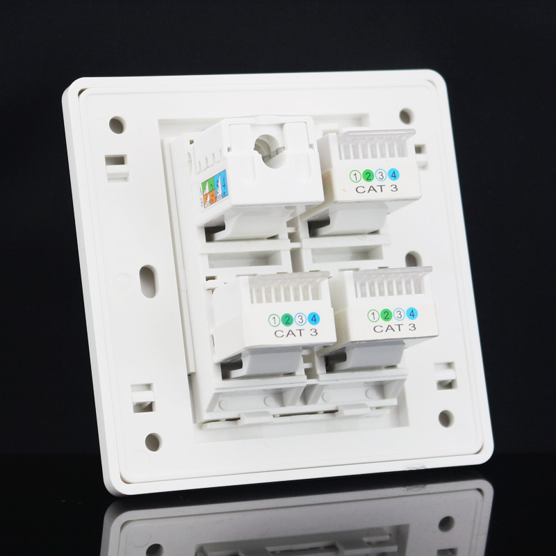 Type 86 4-port Computer Phone Panel CAT6 Internet 3 CAT3 Free to call voice Info Wall panel