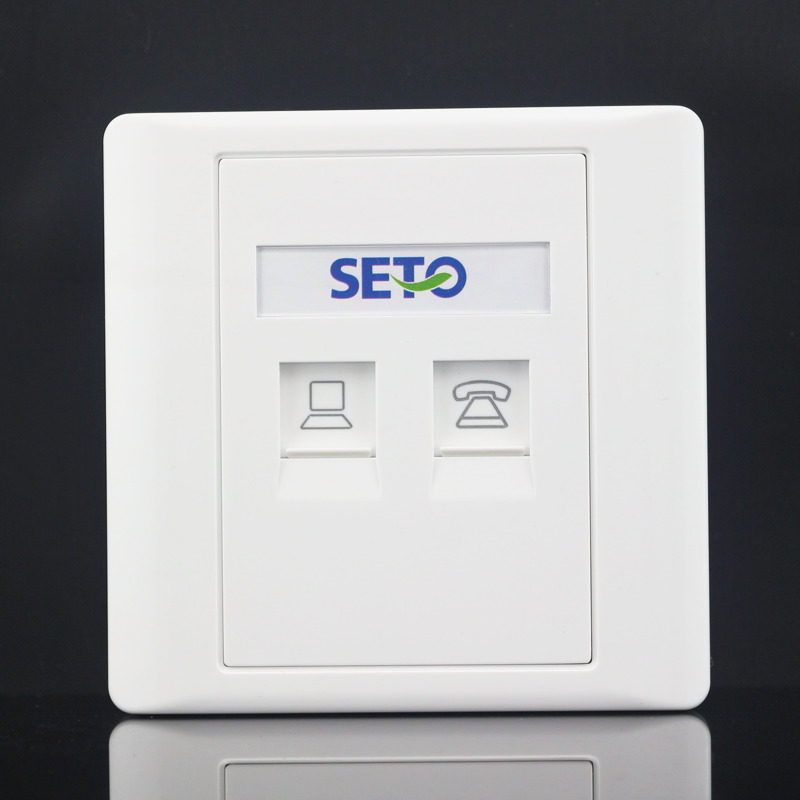 SETO Shengtuo 86 Type of Double oral Internet Phone Panel Two-position Internet Internet Interface Computer Voice Switch Wall Outlet