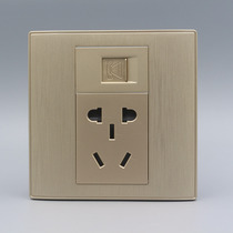 Type 86 Dessin Dessin Gold Concealed Wall 5 Holes Power Supply With Telephone Socket Telephone Voice Information Socket Five Holes Socket