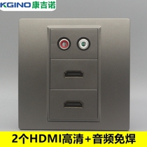 Welding-free audio high-definition direct-plug panel dark gray 86-type HDMI display with double-hole AV lotus socket