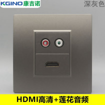 Dark gray type 86 HDMI high-definition direct plug with red and white audio solder-free socket computer monitor wall panel