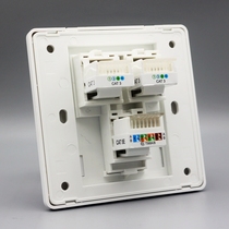 Type 86 three-port computer telephone socket RJ45 Category 5e network module dual telephone and one network cable socket panel