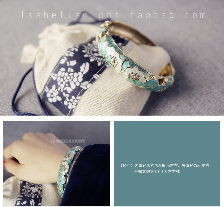 Authentic cloisonne vàng hồng và vàng chạm khắc kim cương rộng vòng tay nữ vợ mẹ mẹ sinh nhật cuộc họp sinh nhật vòng đeo tay nam