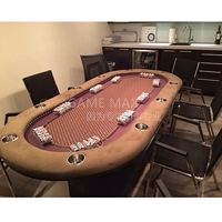 Новый производитель с светодиодными ночными фонарями, Техасский покерный стол, со стальной чашкой с фиброзной ручной подголовкой, настройкой на заказ на рабочем столе всего стола.