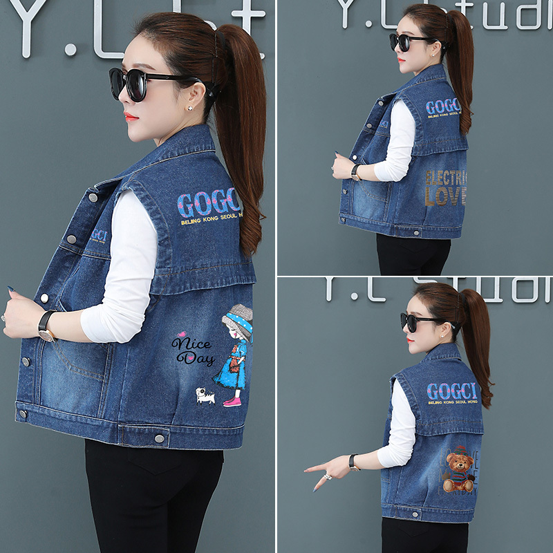 Denim Vest for Women, Short Style, 2024 Spring and Autumn, Fashionable, Versatile, Loose, Casual, with Pockets, Trendy Denim Vest for Women, Short Style, 2024 Spring and Autumn, Fashionable, Versatile, Loose, Casual, with Pockets, Trendy