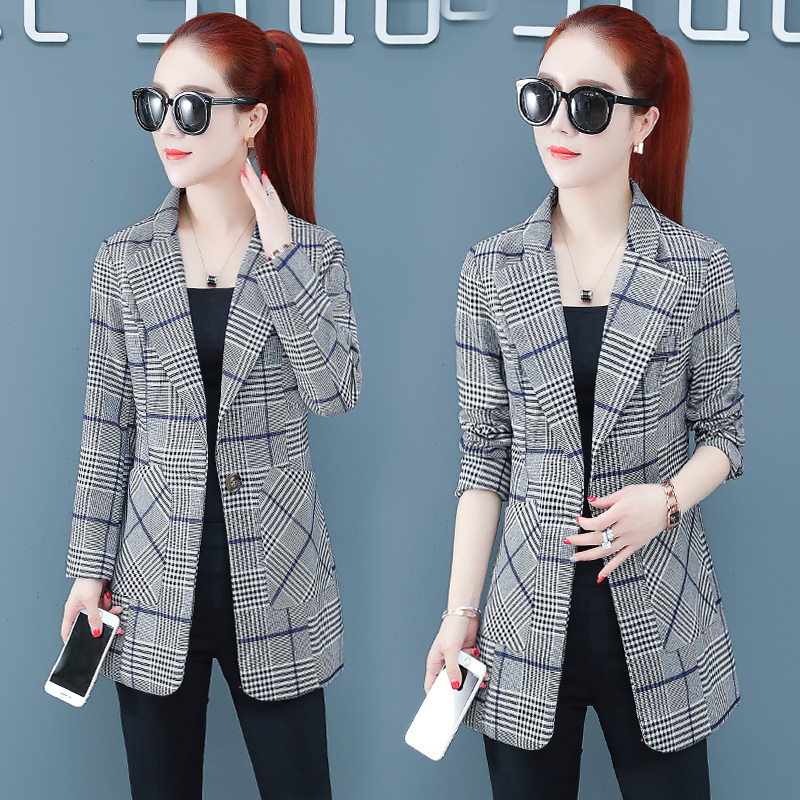 Suit Jacket for Women 2026 New Spring and Autumn Plaid Casual Retro Internet Celebrity Suit Jacket Korean Style British Style Suit Jacket for Women 2026 New Spring and Autumn Plaid Casual Retro Internet Celebrity Suit Jacket Korean Style British Style