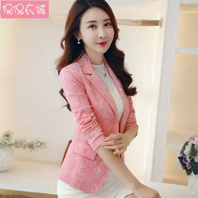 2021 autumn new women's jacket jacquard suit short long sleeve small suit Korean slim top buckle tide