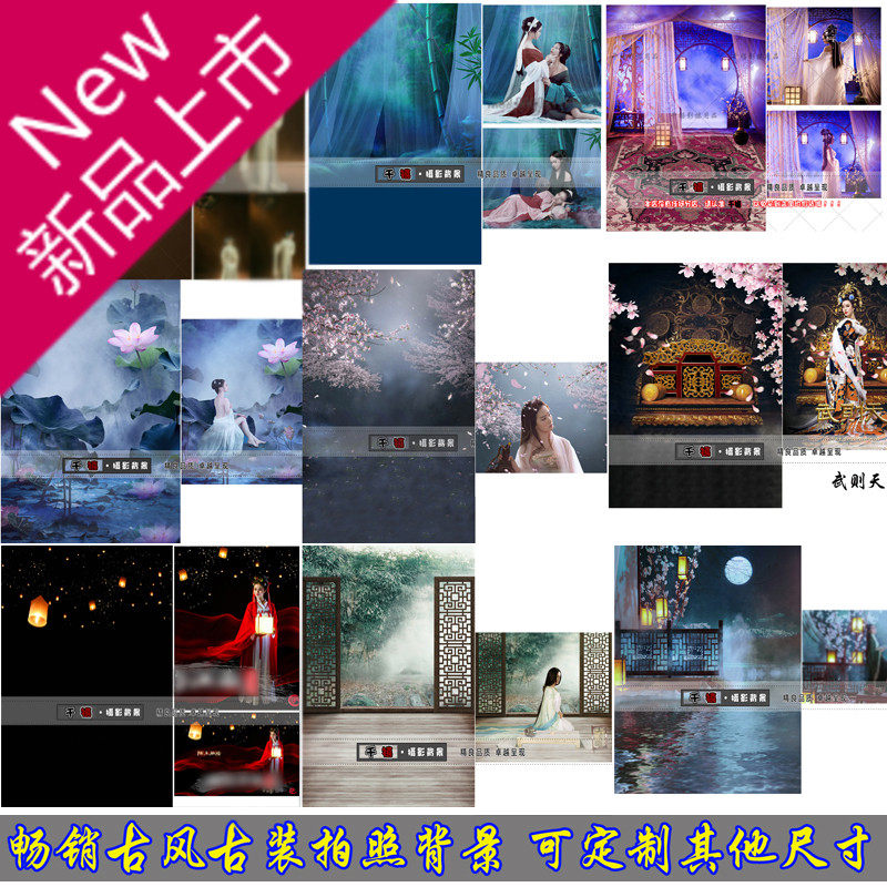 Hot Selling Photo Gallery Photo Ancient Clothing Background Gufeng Themed Photography Background Cloth Opera Writing Real Palace Interior Background