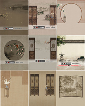 Chinese style classical meticulous painting ancient costume photo theme background cheongsam Photo Background family portrait