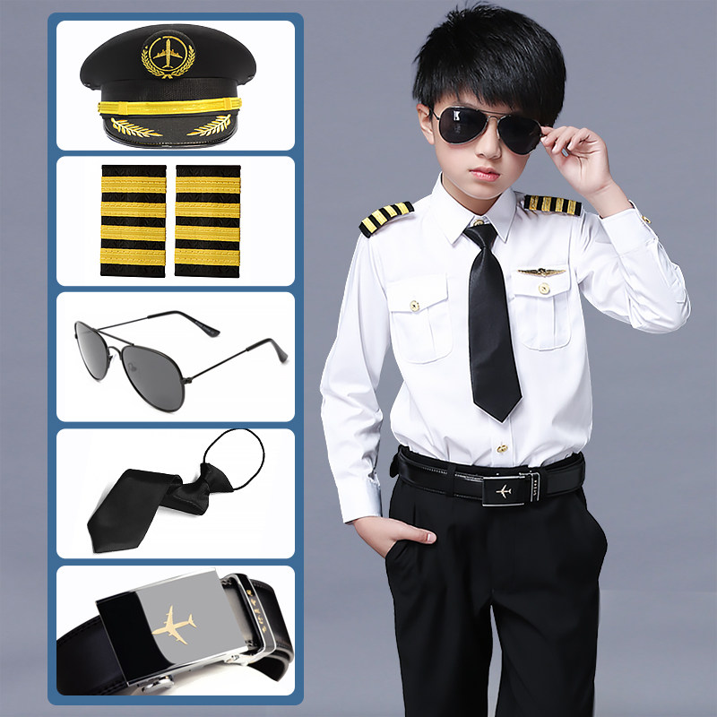 Clothing accessories for children's Western pants with belt glasses Children's captain's hat shoulder chapter boys small children's clothing accessories