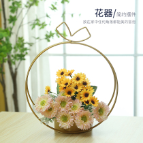 Iron flower basket golden flower pot geometric flower stand love flower stand hand-held flower box fresh flowers dried flower arrangement flower stand flower box