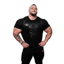  Muscle cow short-sleeved T-shirt Summer dog brother sports T-shirt fitness tights mens cotton top plus size half sleeve