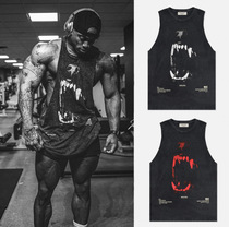 Muscle cow summer mens basketball sports tide card vest personality hip hop print sleeveless Waistle fitness training vest