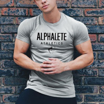  Muscle cow brother summer sports half-sleeved mens dog tight-fitting running letter short-sleeved t-shirt Training fitness top