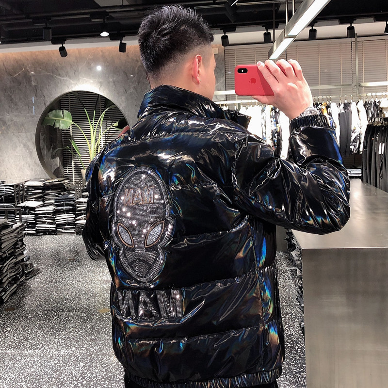 Korean version Trend men's down clothes 2021 Winter new fashion youth handsome and casual short-style jacket