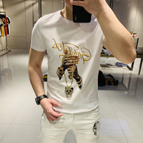 European Station Printed Hot Diamond Cotton Short Sleeve T-shirt Mens Tide Brand Trend 2020 Summer New Men Half Sleeve Tide