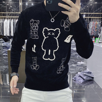 2021 Winter new European and American mens sweater casual personality round neckline jacquard bronzed and velvety svelvet sweaters