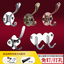 Fujia Jubilee Free Punch Bathroom Wall Hanging Toilet Clothes adhesive hook Door Rear Coat Hook Solid Single Double Hook