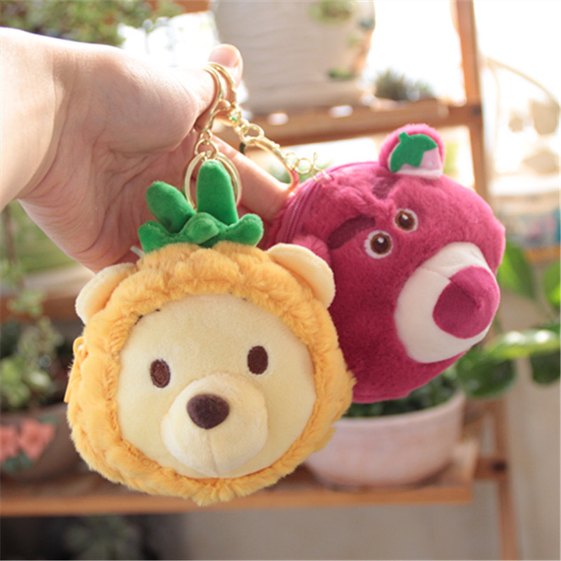 Cartoon Winnie the Pooh Strawberry Bear Plush Toy Keychain Backpack Doll Small Pendant Coin Purse Doll Accessories