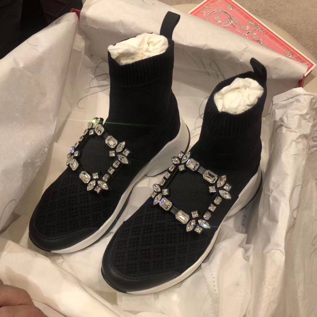 roger vivier black inner heightening socks casual shoes