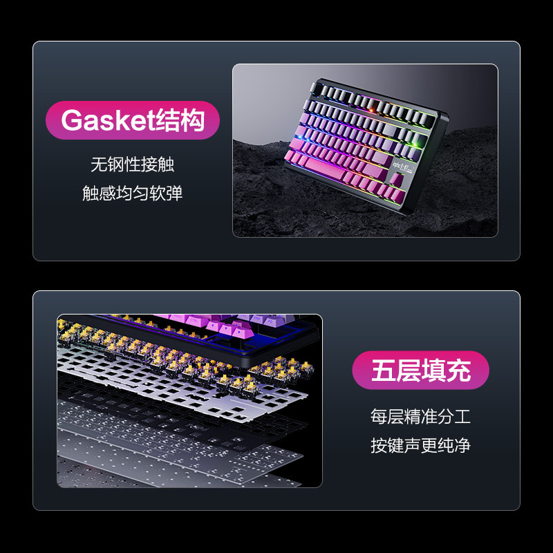 Inphic K87 Mechanical Keyboard Wireless Wired Bluetooth Three-Mode Customizable Gaming Office Side-Engraved