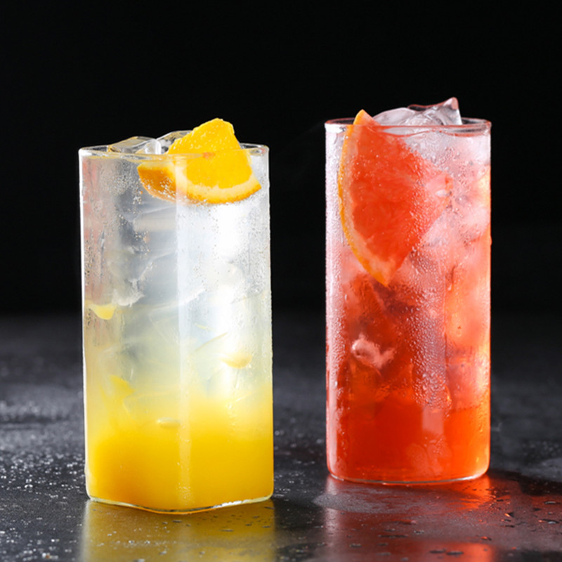 ins restaurant Nordic net red cold drinks glass cups square water glass mug juice cups simple bubble wine glasses-Taobao