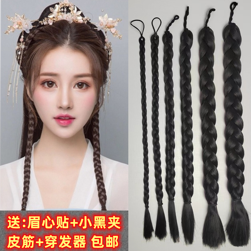 Fake Braided Hair for Women, Realistic Short Ponytail Braids, Playful Fake Braids, Dancing Braids, Studio Three-Strand Fake Braids Fake Braided Hair for Women, Realistic Short Ponytail Braids, Playful Fake Braids, Dancing Braids, Studio Three-Strand Fake Braids