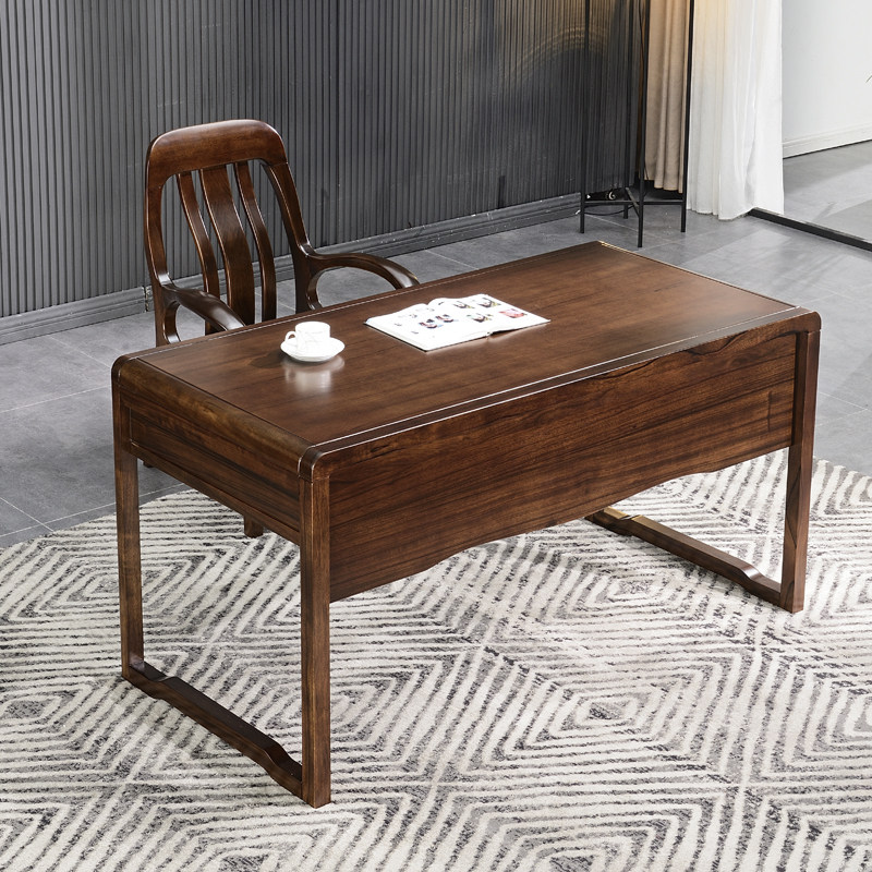 New Chinese-style black walnut all solid wood computer office desk chair writing desk modern minimalist study furniture