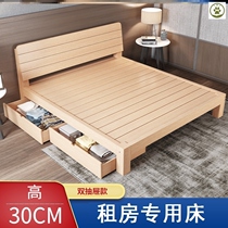 Rental Special Bed Simple Rental Room Solid Wood Bed Adult Economy Type Headboard Single Double Tatami Bed Frame