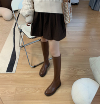 2021 - Fall and Winter 2021 new brown elastic floor but knee boots thin knight boots