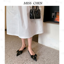 (Miss Morning) 2023 spring sweet ~ pointy bow bow single shoes with shallow mouth princess shoes