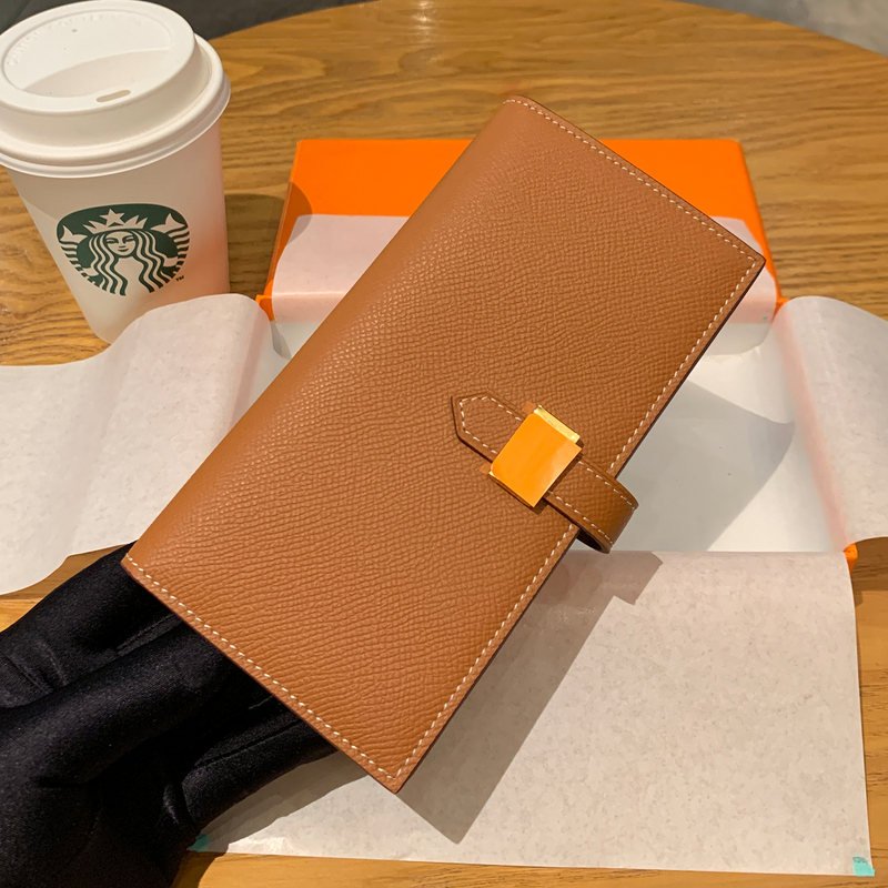 Genuine Leather Wallet for Women, Long Style, Men's Wallet, First Layer Cowhide, Drawstring Wallet, Large Bill Holder, Suit Wallet, Classic Palm Print